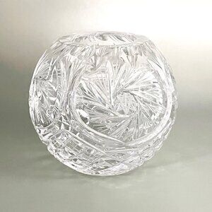 Vintage Kusak Cut Glass Works "Berlin" Pattern Cut Glass Rose Bowl 3.75” x 3.75”
